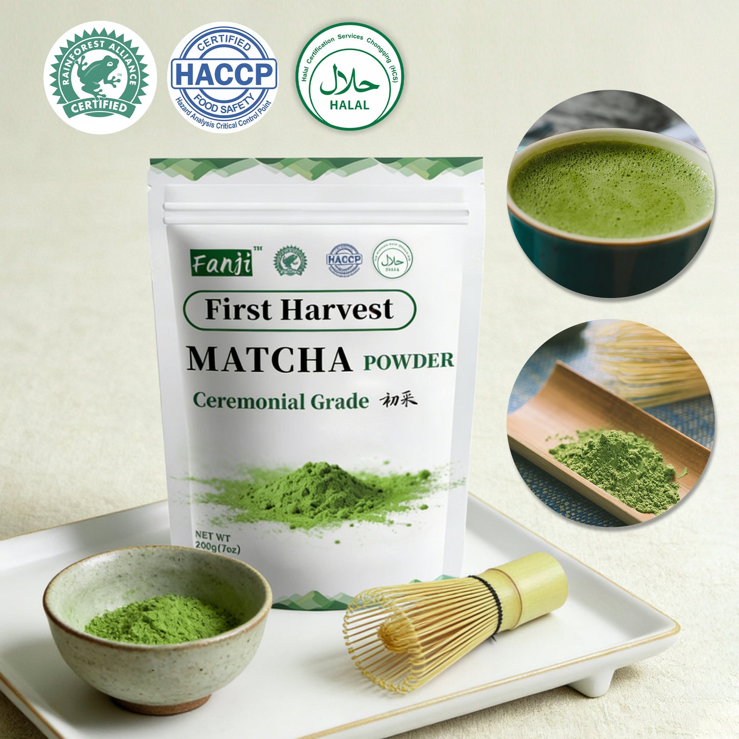 Fanji First Haverst Matcha Powder 200g | Ceremonial Grade | Halal Certified