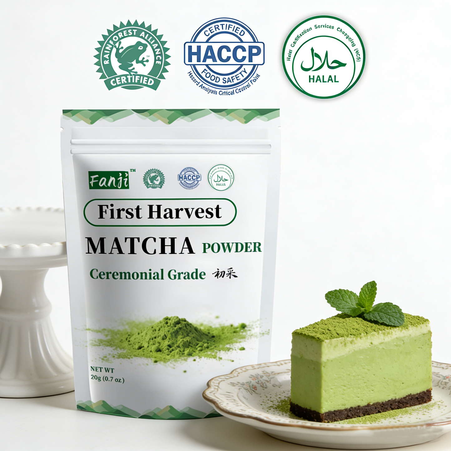 Fanji First Haverst Matcha Powder 20g | Ceremonial Grade | Halal Certified